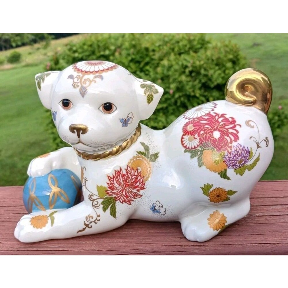 Vintage 1987 The Imperial Puppy Of Satsuma Hand Painted Porcelain Franklin Mint